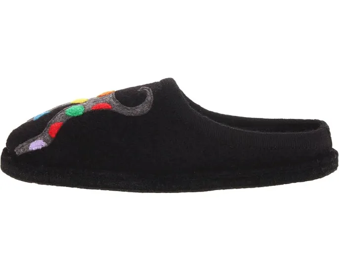 Тапочки Haflinger Jack из вареной шерсти с аппликацией собаки