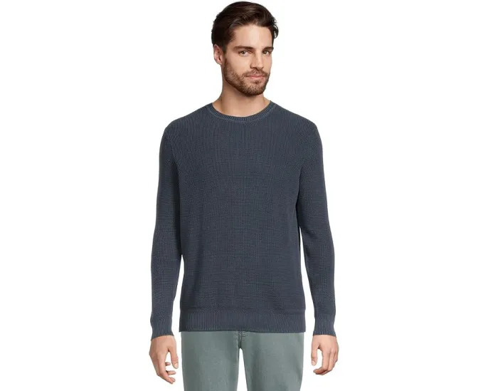 Свитер Faherty Sunwashed Crewneck из органического хлопка с вафельной вязкой