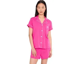 Пижамный комплект Lauren Ralph Lauren с коротким рукавом и воротником в стиле боксеров из мягкого трикотажа