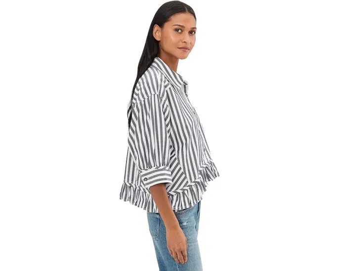 Рубашка Free People We The Free Bailey в полоску с рюшами на подоле