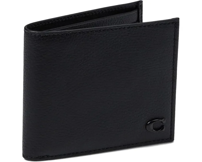 Кошелек COACH Refined Double Bill из кожи Pebble с филигранным логотипом C