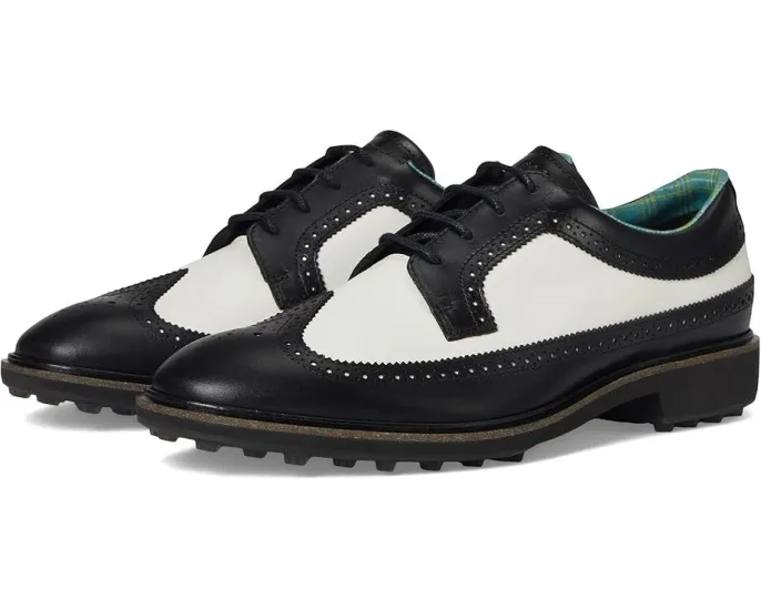 Водоотталкивающие туфли ECCO Golf Classic Hybrid Wing Tip с кожаной стелькой