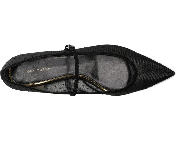 Туфли Mary Jane Double T-Buckle с сетчатым верхом в горошек Tory Burch