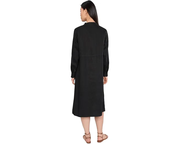 Платье миди Organic Linen Mandarin Collar с застежкой на пуговицы Eileen Fisher