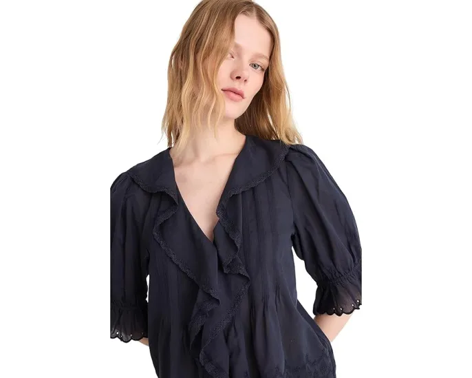 Блузка Madewell Ruffled Puff-Sleeve Top с рюшами и пышными рукавами