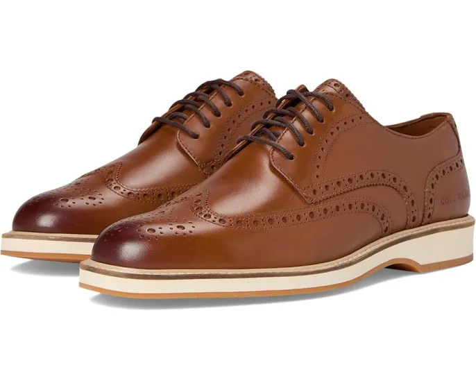 Туфли Cole Haan Morse Grand Wingtip Oxfords из кожи с декоративными перфорациями