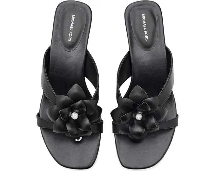 Босоножки MICHAEL Michael Kors Jacie Kitten Sandals на низком каблуке с цветком