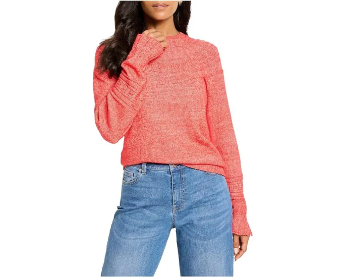 Уютный свитер NIC+ZOE Textural Dot с рельефным узором и манжетами-рюшами