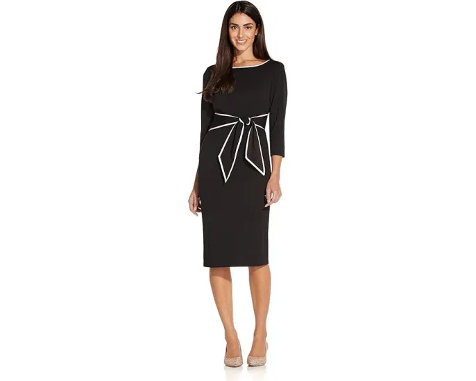 Платье Stretch Crepe Tie Front с контрастной окантовкой Adrianna Papell