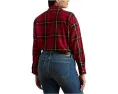 Рубашка Lauren Ralph Lauren Plus Size в клетку из хлопка расслабленного кроя