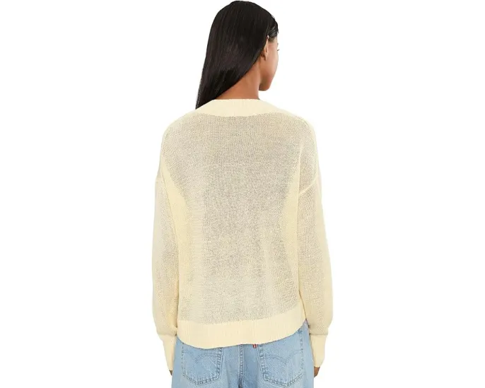 Льняной пуловер Arline с V-образным вырезом Madewell цвет Sheer Pineapple