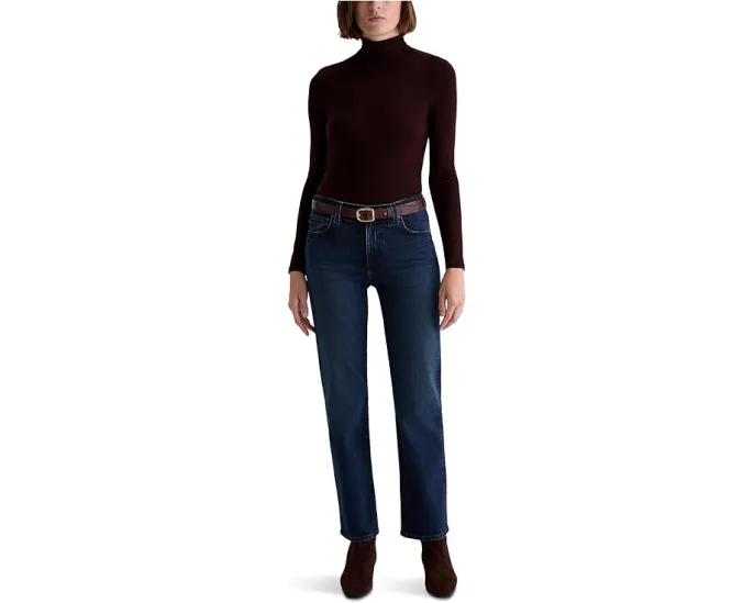 Прямые джинсы AG Jeans Brinley со средней посадкой в цвете Midnight Sun