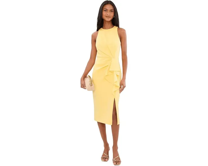 Платье миди Halter Ruffle Midi от Adrianna Papell с рюшами