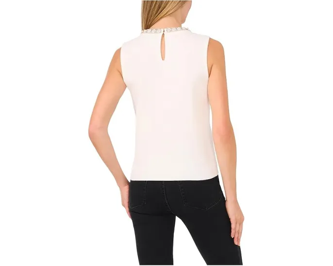 Безрукавка CeCe с отделкой из жемчуга и стразов