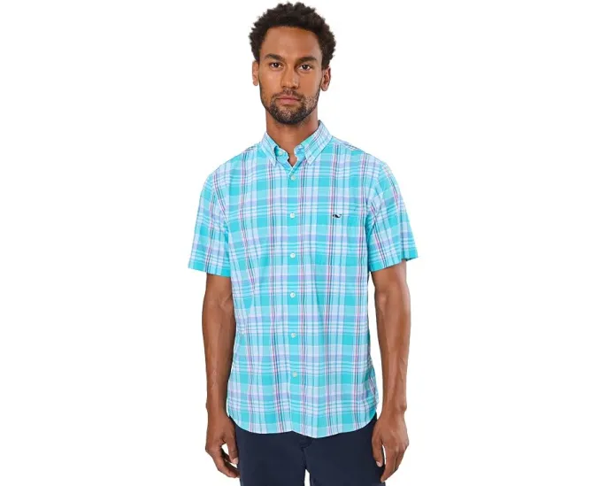 Рубашка с коротким рукавом Bimini Plaid Featherweight Performance от Vineyard Vines