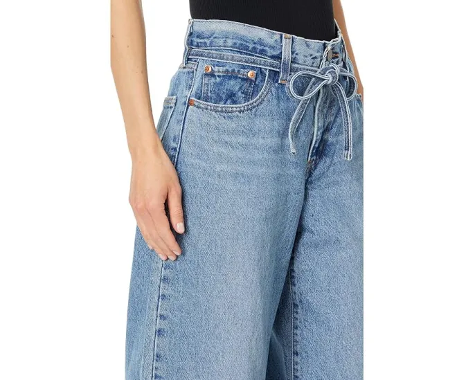Брюки Levi's XL Straight из искусственной кожи с завязкой на талии