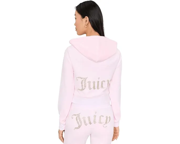 Худи Juicy Couture Luxe Velour с золотым брендингом на спине