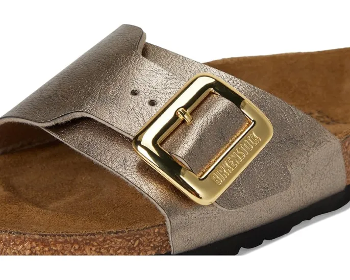 Сандалии Birkenstock Catalina Luxe Buckle с блестящим верхом Birko-Flor и пробковой стелькой