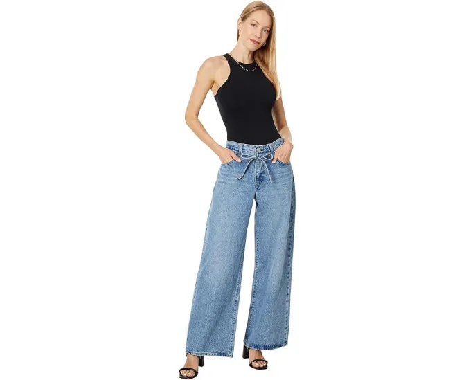 Брюки Levi's XL Straight из искусственной кожи с завязкой на талии