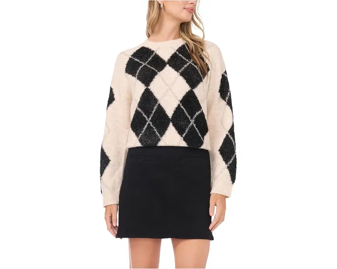 Свитер с круглым вырезом и узором аргайл Vince Camuto