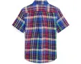 Polo Ralph Lauren Kids Клетчатая льняная рубашка с коротким рукавом для больших детей