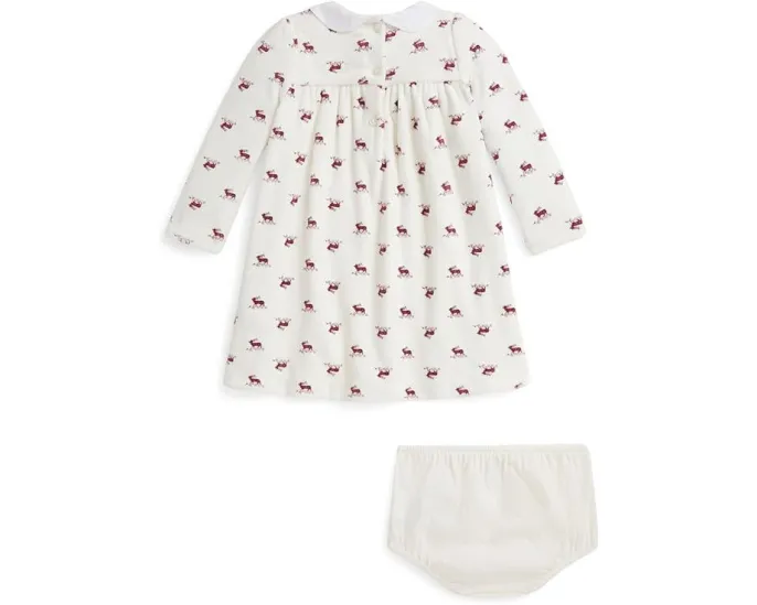Комплект для младенцев Polo Ralph Lauren Kids: платье и блумеры из велюра с принтом лося