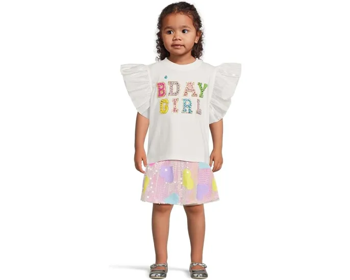 Футболка Lola and The Boys Birthday Girl Gem с рюшами на рукавах