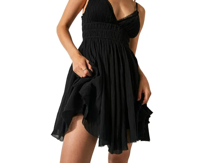 Платье-комбинация Free People Delia с V-образным вырезом и сборками