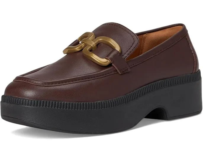 Лоферы FitFlop F-Luma из кожи с квадратной цепью и технологией комфорта