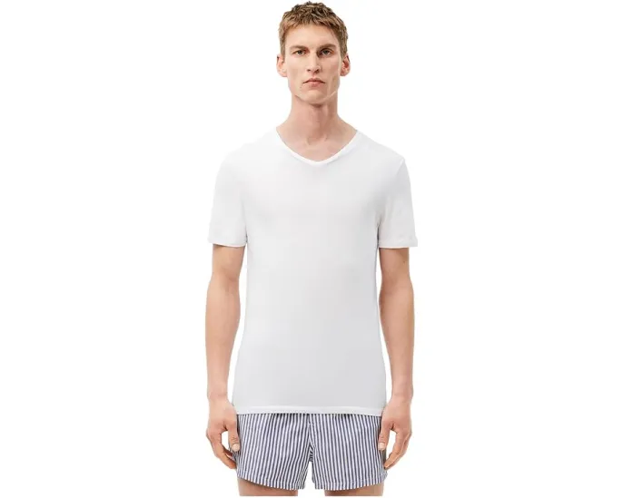 3 футболки Lacoste Essential Slim Fit V-Neck White