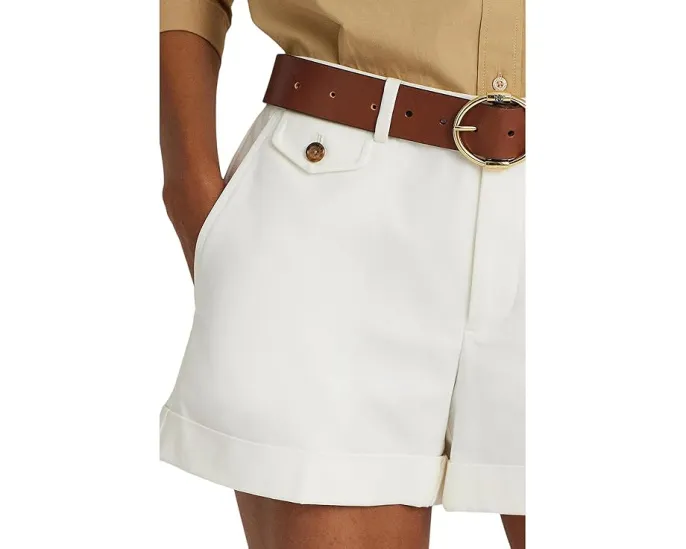 Хлопковые шорты Lauren Ralph Lauren Pleated Double-Faced с высокой талией
