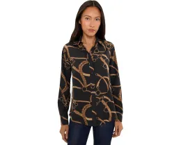 Блуза Petite Classic Fit с поясным принтом из крепа Lauren Ralph Lauren