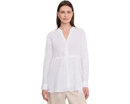 Petite Organic Handkerchief Linen Long Shirt With Drawstring
