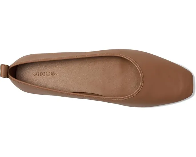 Vince балетки Vivian Slip-Ons из кожи цвета чай с квадратным носком