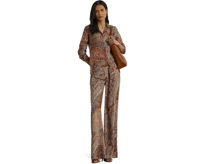 Широкие брюки Lauren Ralph Lauren с принтом пейсли из крепа