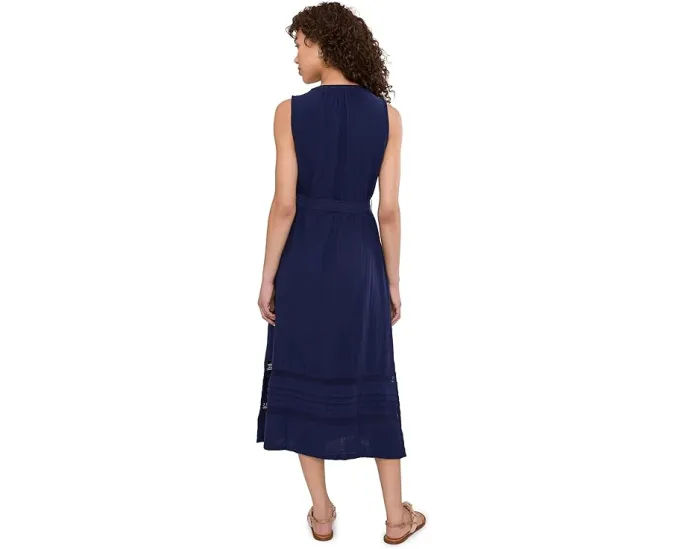 Tommy Bahama сарафан Gauze Sleeveless Midi из хлопка с поясом и боковыми карманами