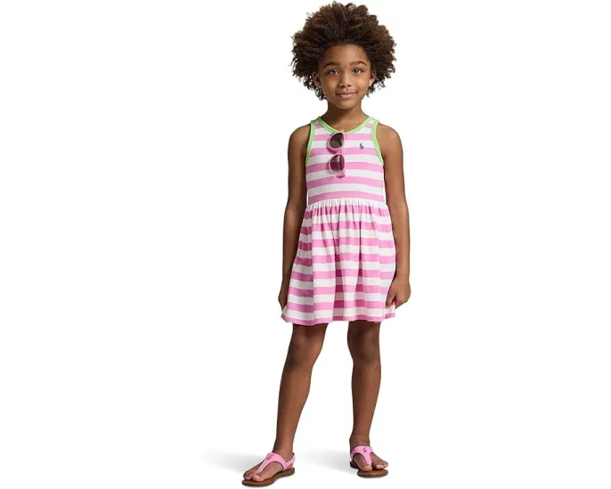 Хлопковое платье в полоску Striped Cotton Jersey Dress Polo Ralph Lauren для малышей