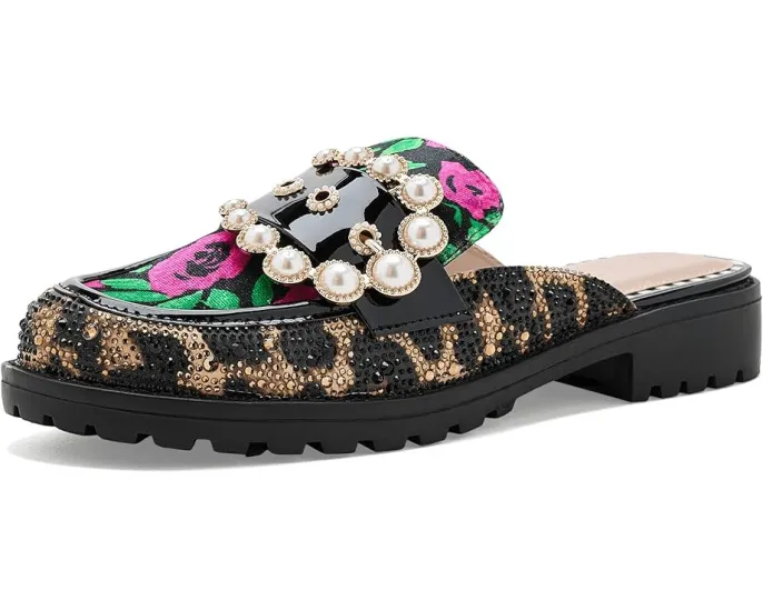 Бартоны Mules Blue by Betsey Johnson с пайетками и жемчужной пряжкой