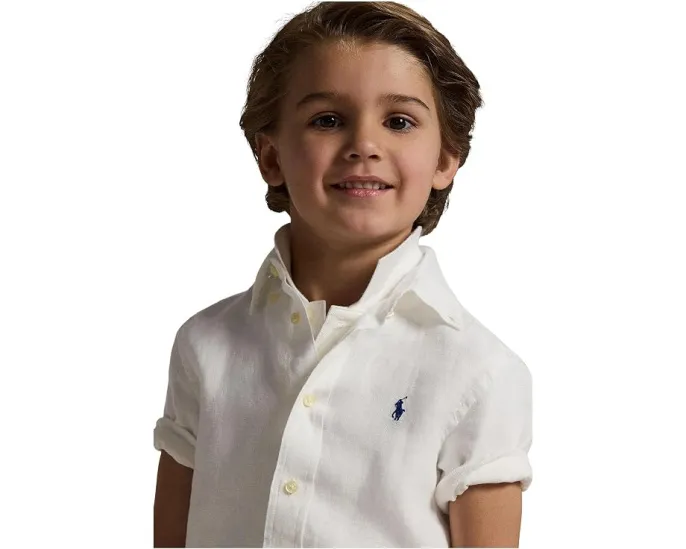 Детская рубашка Polo Ralph Lauren Kids из льна с короткими рукавами