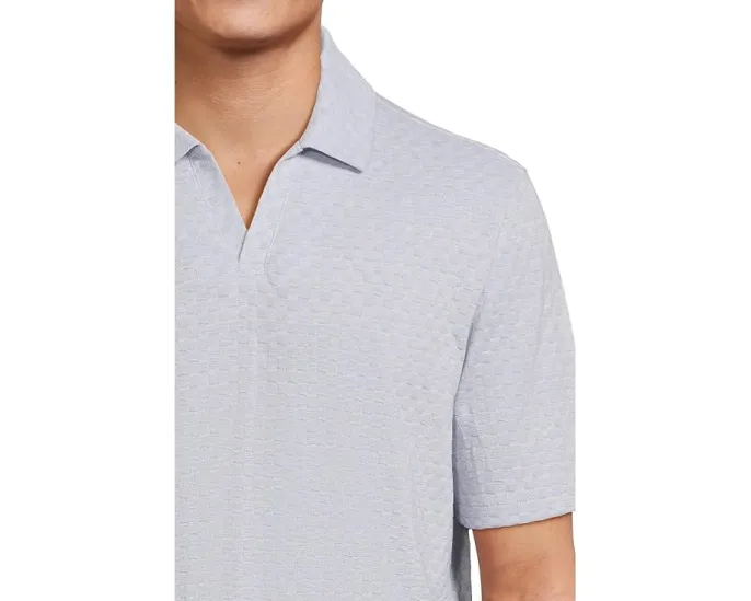 Джерси поло с V-образным вырезом и фактурной вязкой Johnston & Murphy