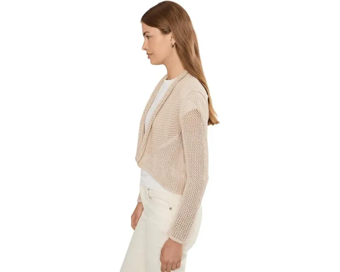 Кардиган NIC+ZOE Petite Mesh Cocoon с открытой вязкой Макадамия