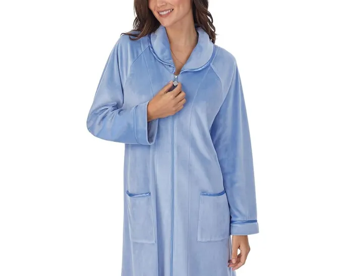 Халат Eileen West с длинным рукавом из велюра на молнии