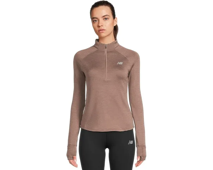 Кофта New Balance Athletics Heat Grid 1/2 Zip с карманом и отражением