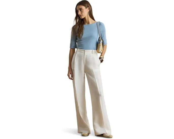 Топ Lauren Ralph Lauren из хлопка с эластаном с лодочкой