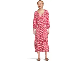 Платье миди Tommy Bahama Ikat Stripe с длинными рукавами и поясом