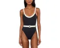 Цельный купальник Seafolly Bandwave Belted Retro Tank с ремнем