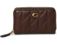 Маленький кардхолдер COACH с объемной стежкой и застежкой-молнией