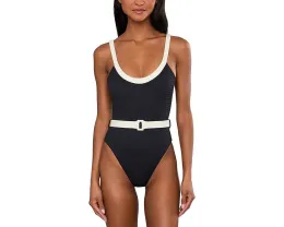 Цельный купальник Seafolly Bandwave Belted Retro Tank с ремнем