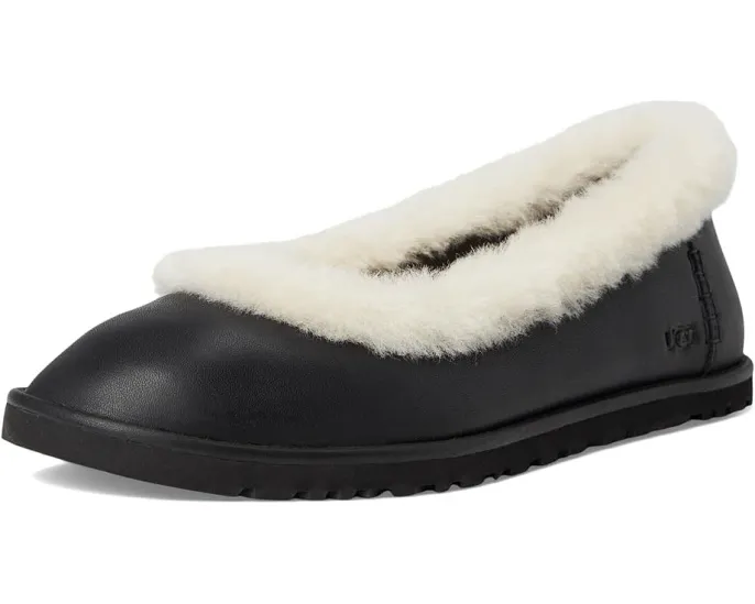 UGG Zora Leather Ballet Flat кожаные балетки на подошве из сахарного тростника