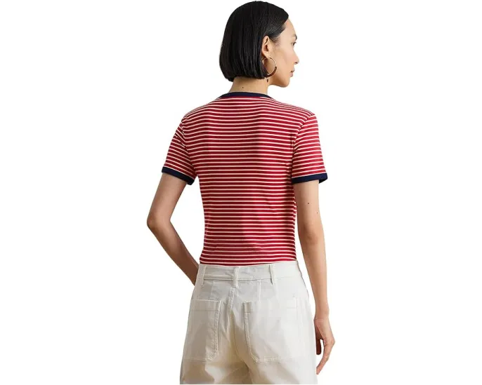 Футболка Lauren Ralph Lauren из хлопка с эластаном в полоску